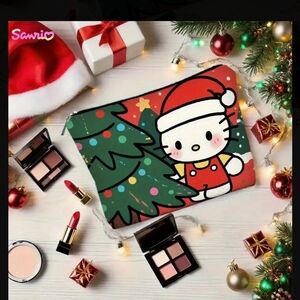 Sanrio Hello Kitty Christmas Cosmetic Bag - Red and Green